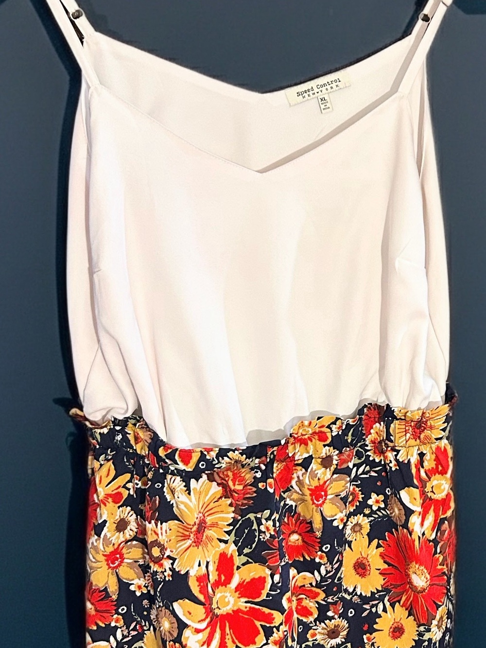 Speechless White & Floral Jumpsuit - Sleeveless V-Neck